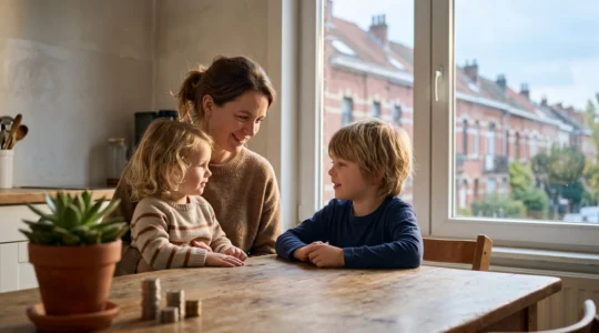 Famille belge symbolisant la recherche d'aides financieres supplementaires pour les allocations familiales